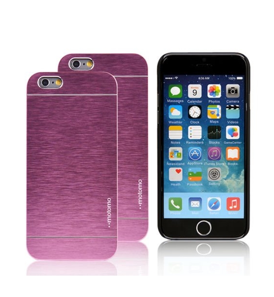 Motomo Luxury Metal Aluminum Brushed + Pc Hard Back Cover Case Skin for Apple Iphone 6 Brilliant pink